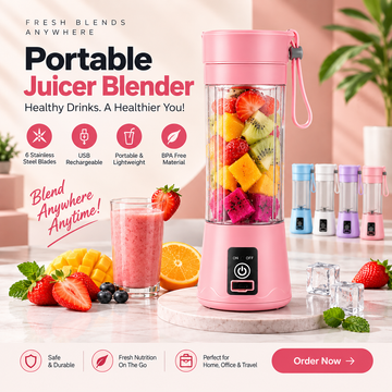 Portable 6-Blade USB Rechargeable Juicer Blender – Smoothies & Shakes Maker