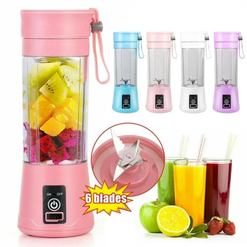 Portable 6-Blade USB Rechargeable Juicer Blender – Smoothies & Shakes Maker