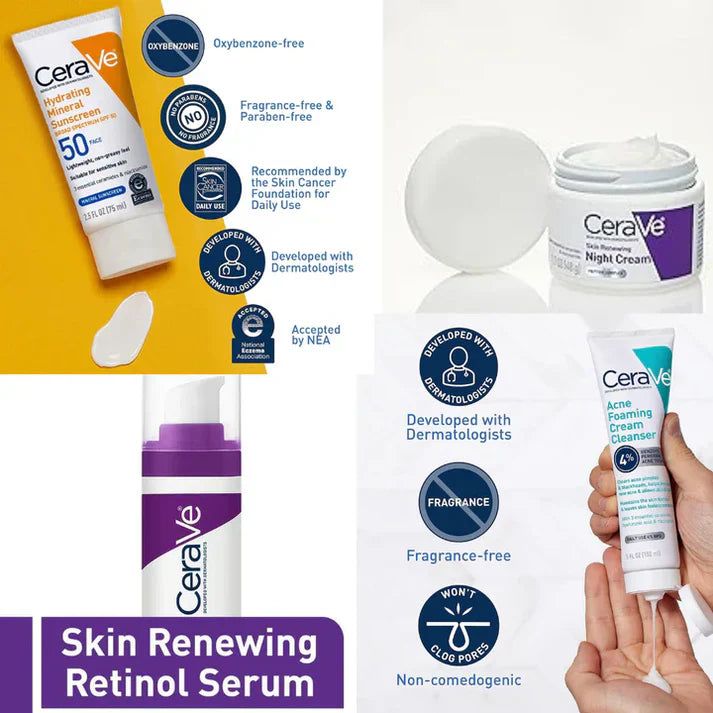 4-in-1 Skincare Kit – Cleanser, Serum, Sunblock & Night Cream