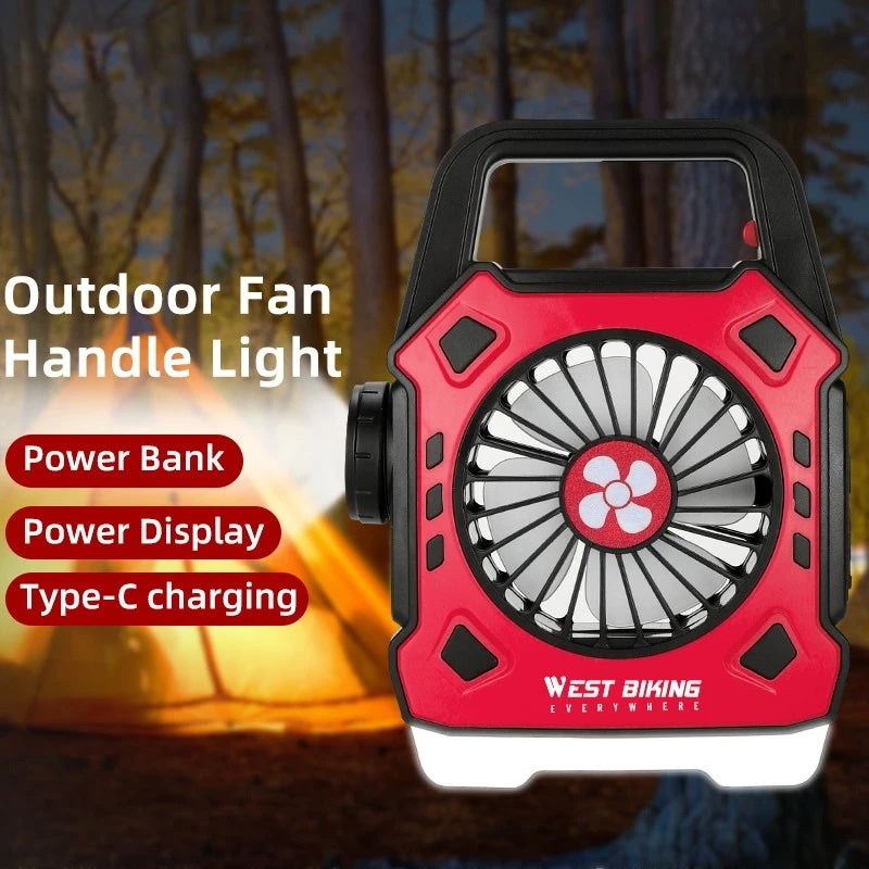 4-in-1 Rechargeable Fan – LED Light, Flashlight & Power Bank